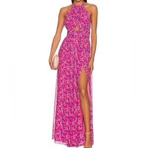 Lovers + Friends Vibrant Pink Floral Maxi Dress